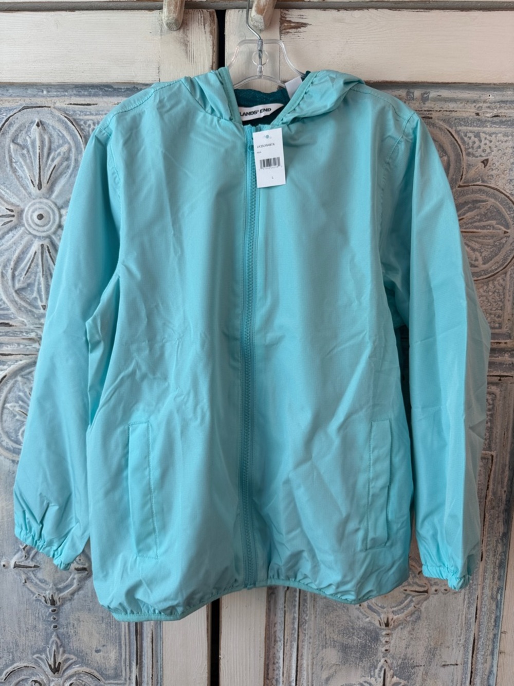 Lands' End Light Blue Hooded Kids Raincoat
